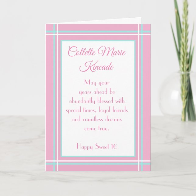 Personalised Sweet 16 birthday card (Front)