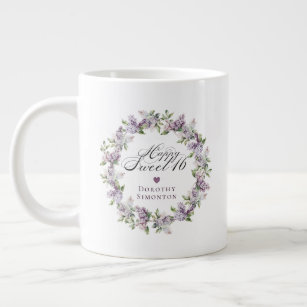 Personalised Sweet 16 Birthday Gift Purple Lilac Large Coffee Mug