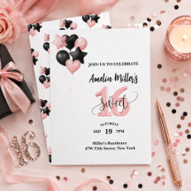Personalised Sweet 16 Birthday Invitation