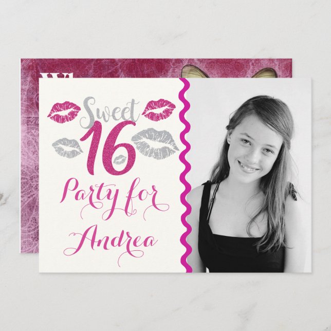 Personalised Sweet 16 Birthday Party Invitations (Front/Back)