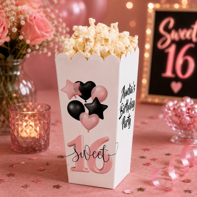 Personalised Sweet 16 Birthday Popcorn Favour Box (Creator Uploaded)