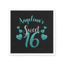 Personalised Sweet 16 Birthday Turquoise Glitter