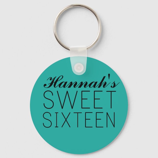 Personalised Sweet 16 Keychain Favour/Gift (Front)