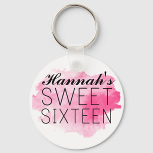Personalised Sweet 16 Keychain Favour/Gift Pink