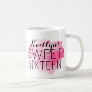 Personalised Sweet 16 Mug with Watercolor