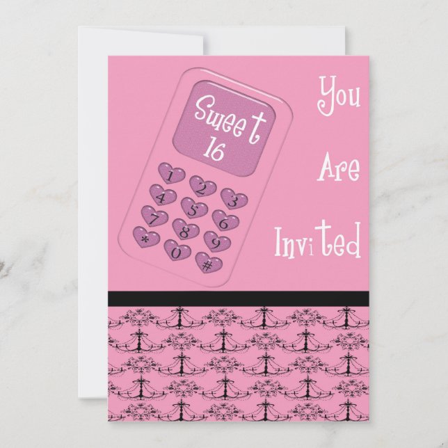 Personalised Sweet 16 Party Invitation (Front)