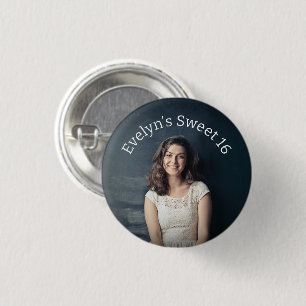 Personalised Sweet 16 Photo 3 Cm Round Badge