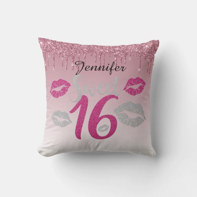 Personalised Sweet 16 Pink Cushion (Front)