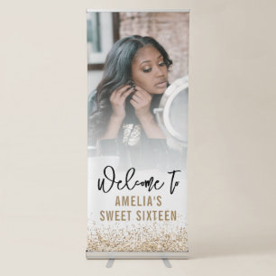 Personalised Sweet 16 Welcome Sign Gold Glitter