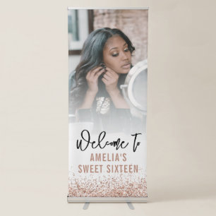 Personalised Sweet 16 Welcome Sign Pink Glitter