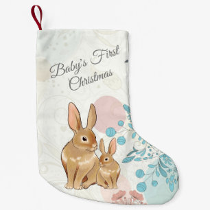 Personalised Sweet Bunnies Baby's 1st Christmas Small Christmas Stocking