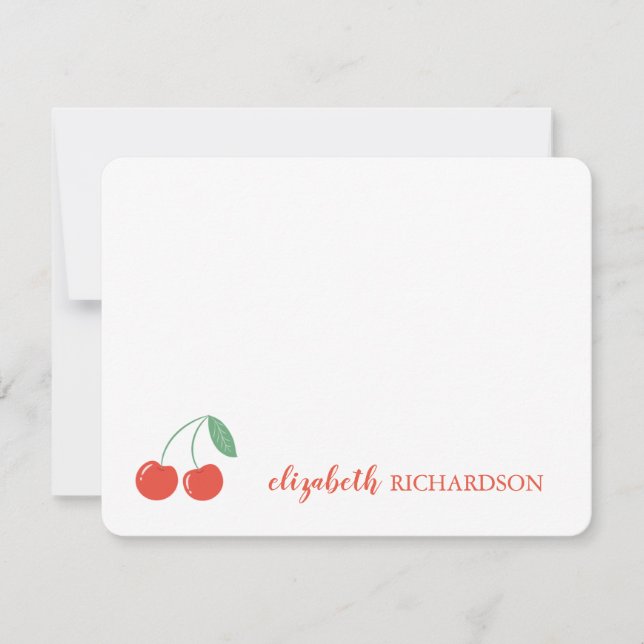 Personalised Sweet Cherry Note Card (Front)