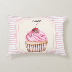 Personalised sweet cupcake Shabby Chic Border Decorative Cushion