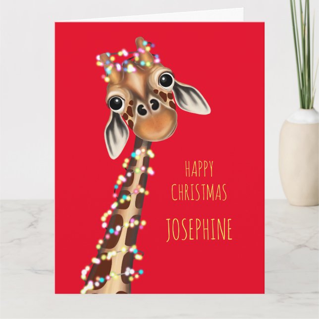 Personalised SWEET GIRAFFE Christmas Card (Front)