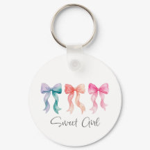 Personalised Sweet Girl Keychain | Custom Name Bow