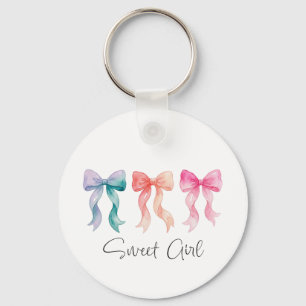 Personalised Sweet Girl Keychain   Custom Name Bow