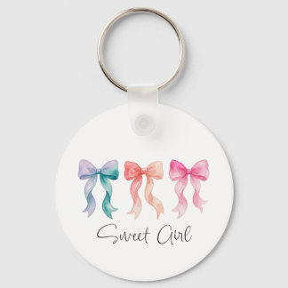 Personalised Sweet Girl Keychain | Custom Name Bow