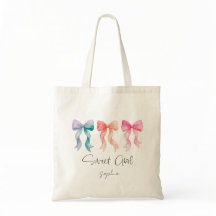 Personalised Sweet Girl Tote Bag | Custom Name Bow
