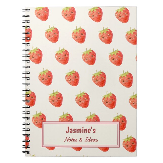 Personalised Sweet Harmony Strawberry Pattern Notebook (Front)