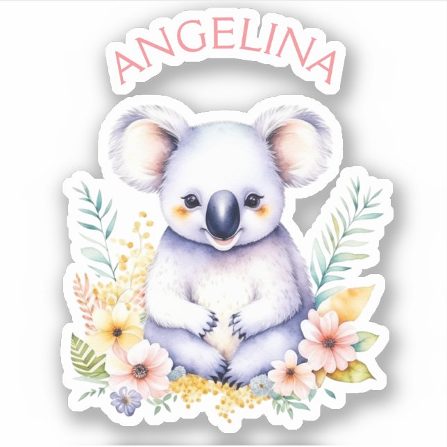 Personalised Sweet Koala Bear Baby Nursery Art (Front)