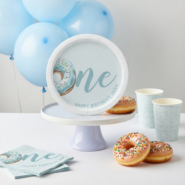 Personalised Sweet One Doughnut Birthday  Paper Plate (Creator Uploaded)