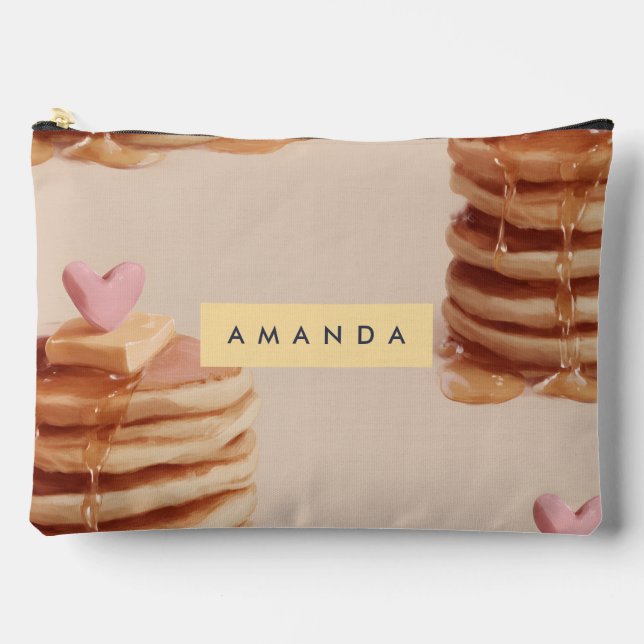 Personalised Sweet Pancake Pattern Accessory Pouch (Front)
