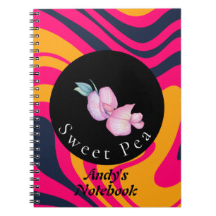 Personalised Sweet Pea flower nature's collection  Notebook