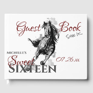 Personalised Sweet Sixteen Galloping Horse Guest Book