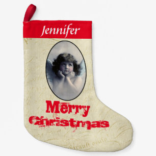 Personalised Sweet Vintage Angel Christmas Small Christmas Stocking
