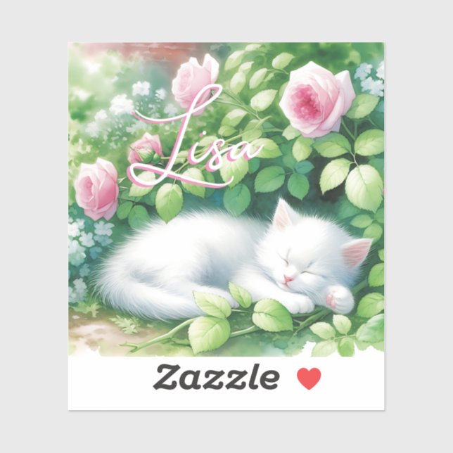 Personalised Sweet White Kitten Napping (Sheet)