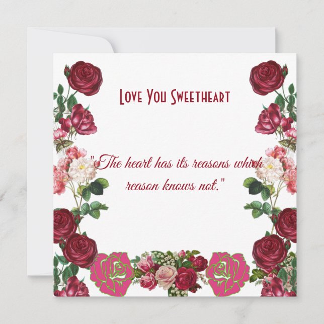 Personalised Sweetheart Rustic Roses Vintage Card (Front)