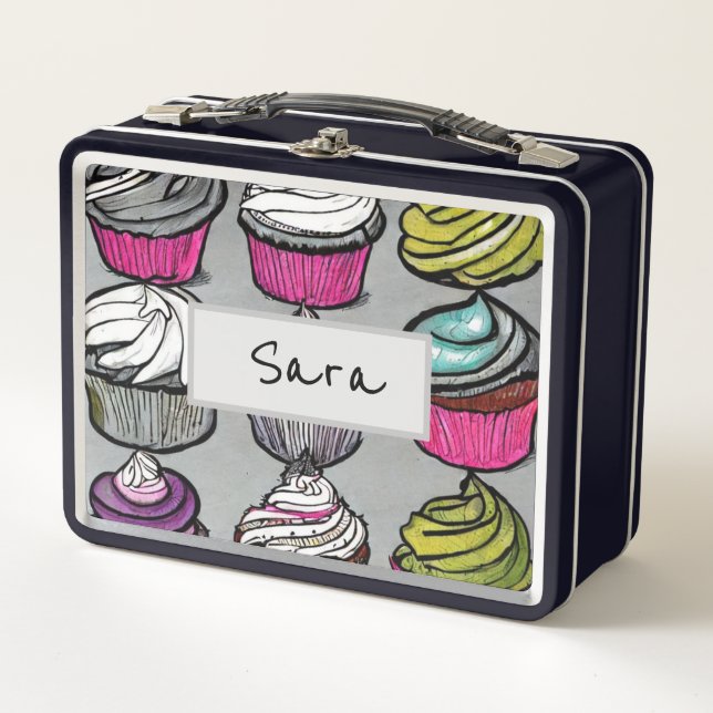 Personalised Sweets N' Treats Cupcake  Metal Lunch Box (Front)