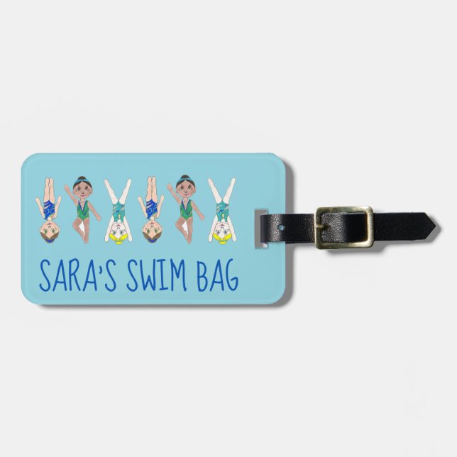 Personalised Swim Bag Synchronised Swimmer Girl Luggage Tag (Front Horizontal)
