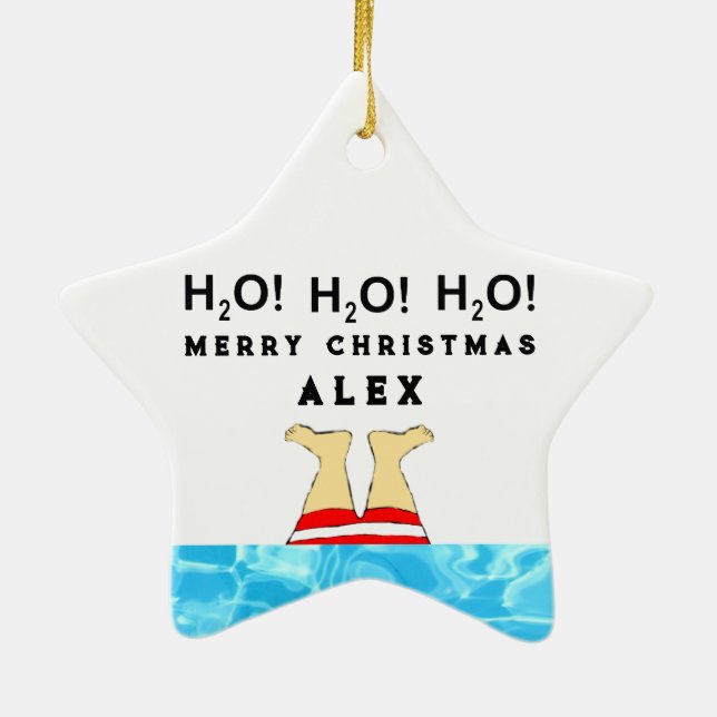 Personalised Swimmer Diver  Ceramic Tree Decoration (Back)