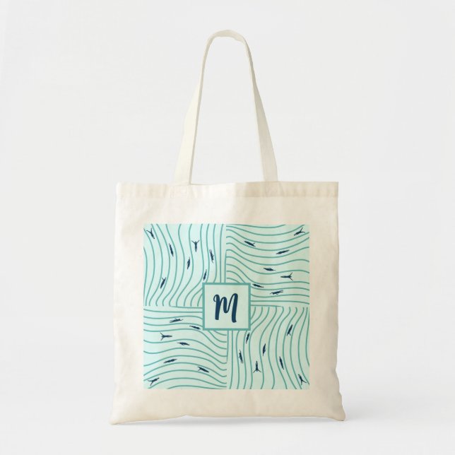 Personalised Swimmers Ocean Minimalist Pattern Tote Bag (Front)