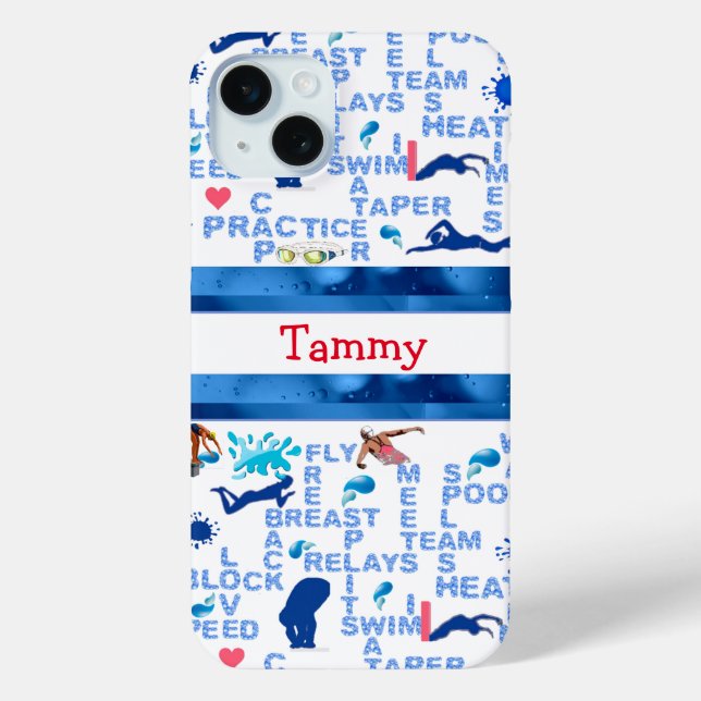 Personalised Swimmers Words iPhone Case (Back)