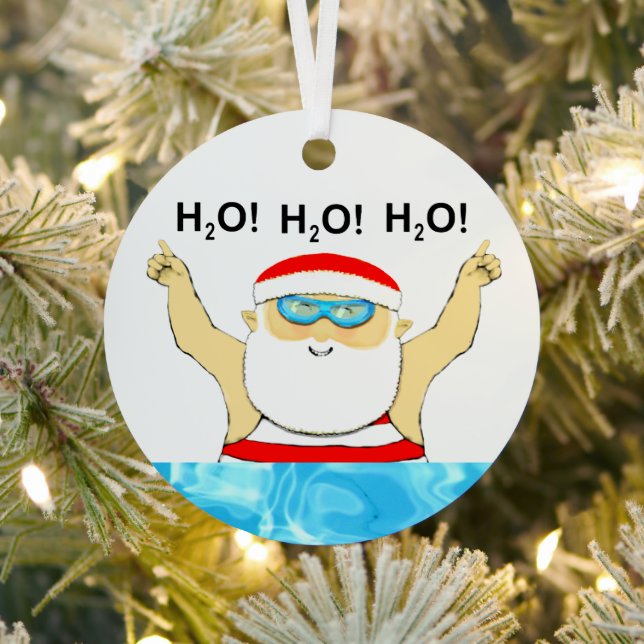 Personalised Swimming Holiday Gift Metal Tree Decoration (Insitu)