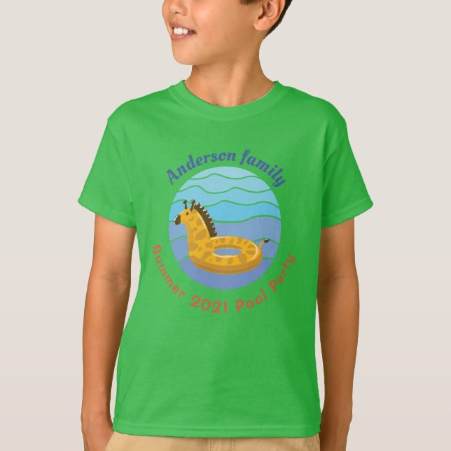 Personalised Swimming pool Party T-Shirt (Front)