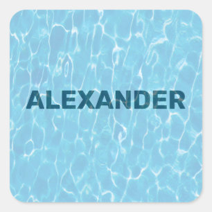 Personalised Swimming Pool Under Water Letters Square Sticker