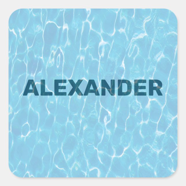 Personalised Swimming Pool Under Water Letters Square Sticker (Front)