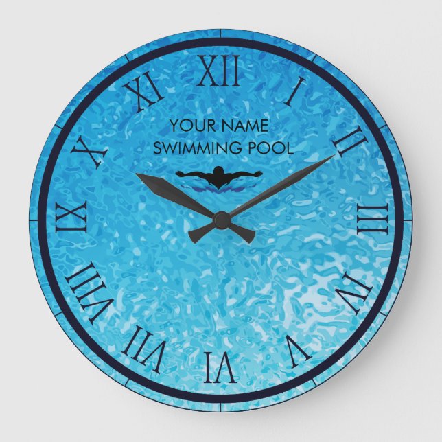 Personalised Swimming Pool Water Large Clock (Front)