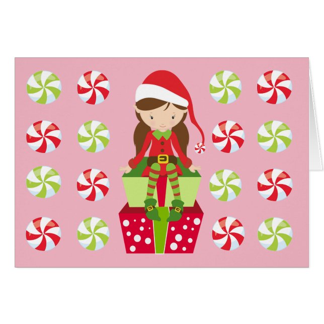 Personalised Swirl Candy Christmas Elf (Front Horizontal)