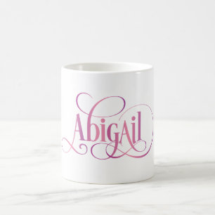 Personalised Swirly Script Abigail Pink Coffee Mug