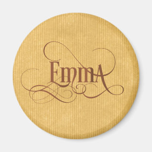 Personalised Swirly Script Emma Kraft Paper Magnet
