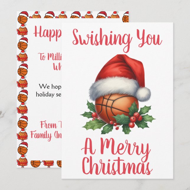 Personalised Swishing You A Merry Christmas  Holiday Card (Front/Back)
