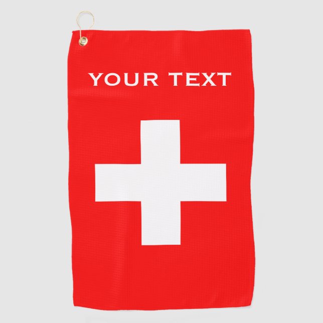 Personalised Switzerland Flag Schweiz Swiss Europe Golf Towel (Front)