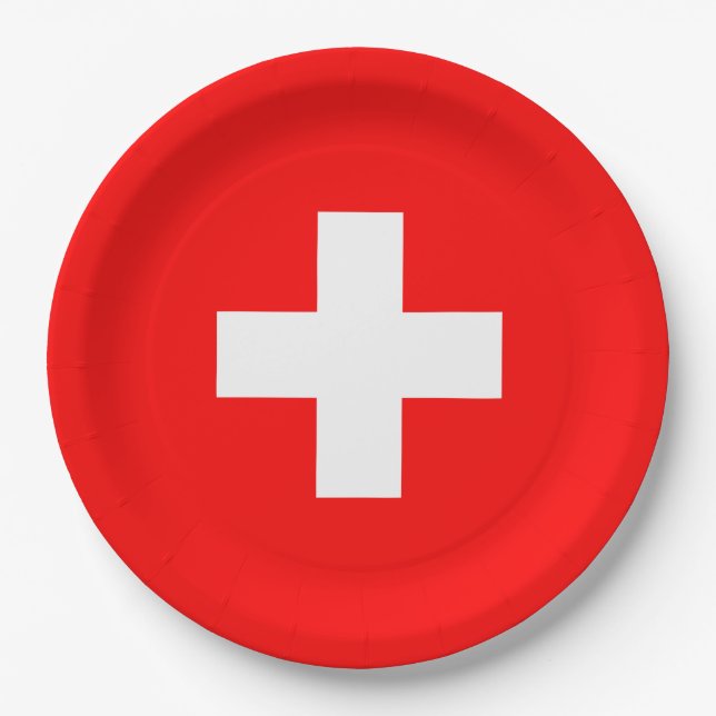 Personalised Switzerland Flag Schweiz Swiss Europe Paper Plate (Front)