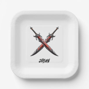 Personalised Sword Birthday Party  Paper Plate