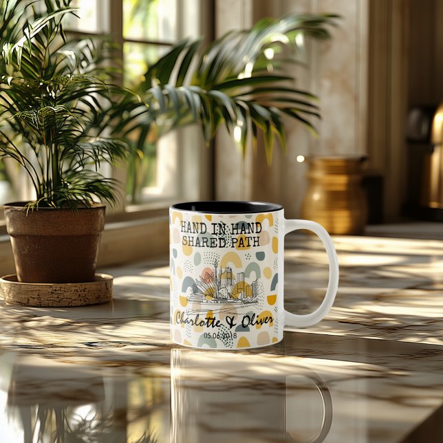 Personalised Sydney Memory - Line Art Landmark Two-Tone Coffee Mug (Creator Uploaded)