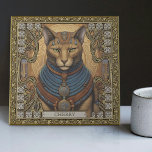 Personalised Symmetrical Harmony Cat Spirit Animal Tile<br><div class="desc">Welcome to a world where your spiritual side takes centre stage. This exceptional ceramic tile represents a sacred bond and infinite love in the form of a cat adorned with tribal jewels, painted with symmetrical harmony in an exciting mix of happycore and carpet punk aesthetic. An ethereal palette of purple,...</div>